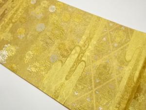 白寿苑製　引箔雲取華菊文織出し袋帯